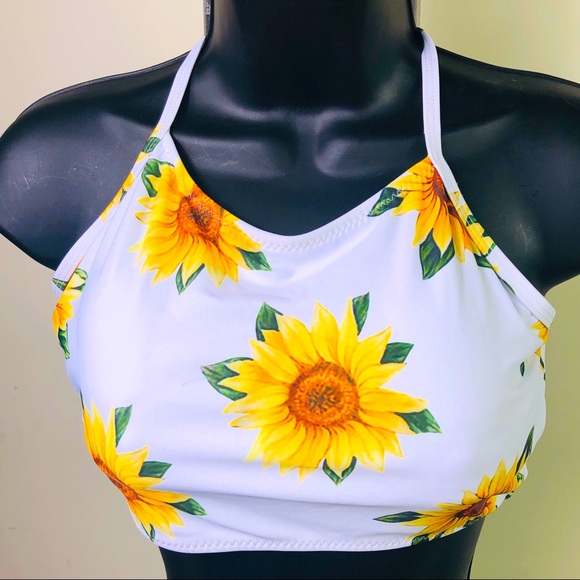 Other - ZAFUL NEW Bikini Top, sunflowers print crisscross back closure